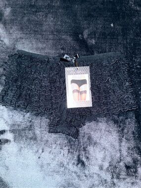 NWT Leg Avenue Black Micromesh Lace Ruffle Panties O/S